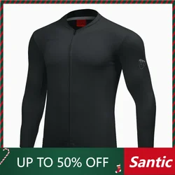 Santic Men Cycling Jerseys Summe Long Sleeves Fit Comfortable Sun-protective Road Bike Tops Quick Dry Jerseys K20M3178