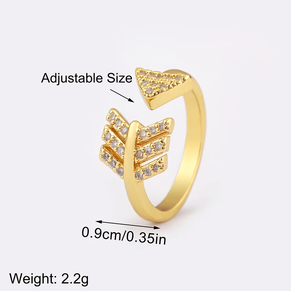 New Creative Design Arrow Shape Irregular Geometric Open Rings Adjustable For Female Male Sparkling Zircon Finger Jewelry Gifts