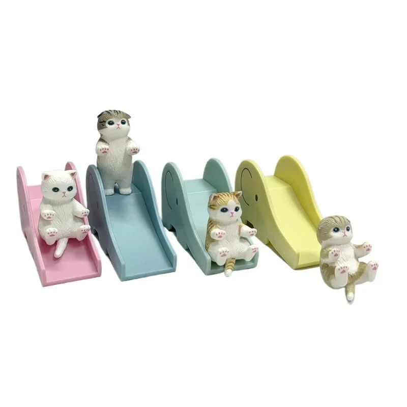 

1PC Random Color PVC Cat Model Cat Park Series Cat Slide Action Figure Cute for Play Display