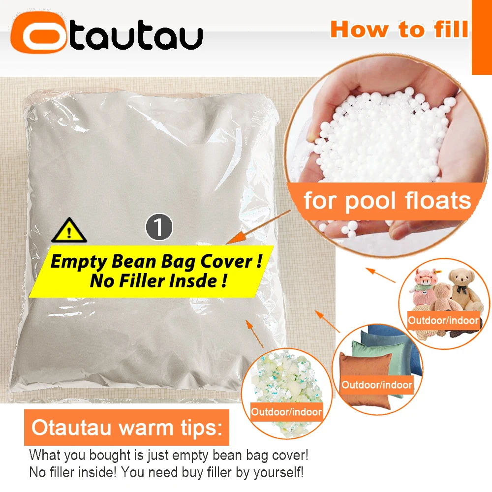 OTAUTAU Outdoor Swim Pool Floats Bean Bag Lounger Cover Garden Beach Pouf Cover SF501【No Filler!Need To Buy Filler By Yourself!】