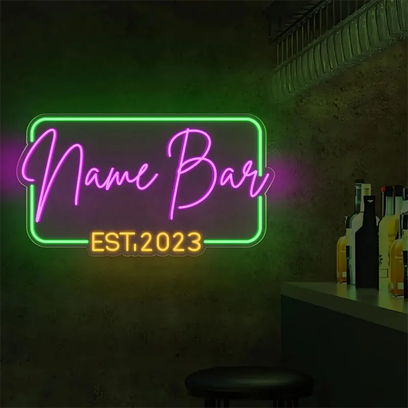 Personalized Your Name Custom Home Bar Sign|Neon Bar Sign|Man Cave Bar Sign Dual Color LED Neon Sign|Neon Light