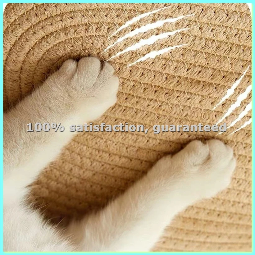 

Японская овальная лежанка для кошек ручной работы из ротанга, летняя охлаждающая корзина для котят, хлопковая веревочная лежанка-когтеточка для кошек - AD23