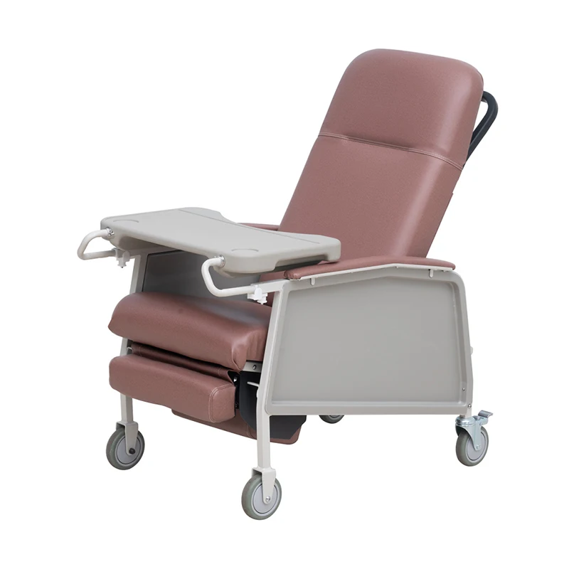 Powder Coated Steel Frame Three Position Manual Foldable Patient Accompany Ward Hospital Reclining Chair