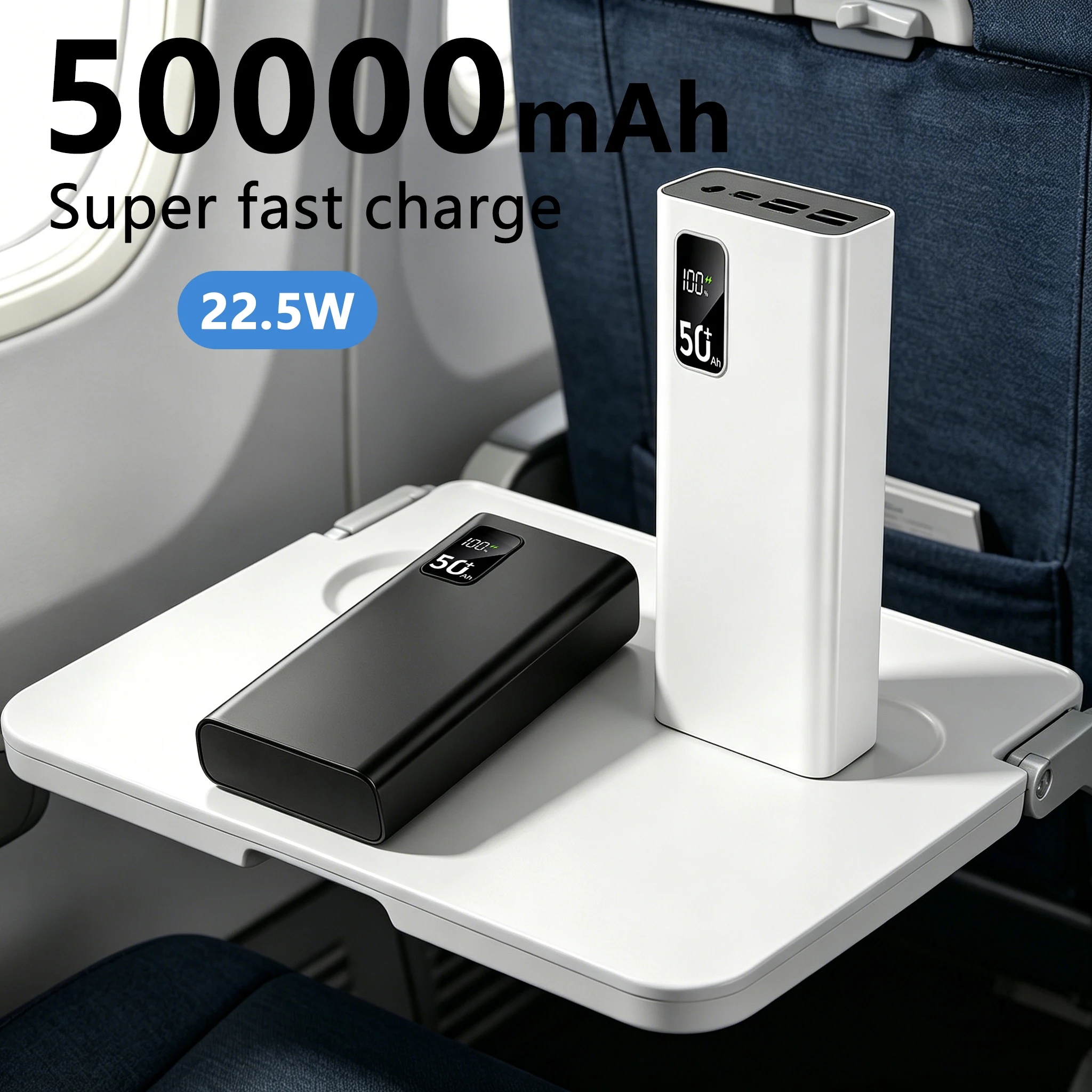 50000 mAh Powerbank mit großer Kapazität, 66 W superschnelles Laden, LED-Leistungsanzeige, schnelles Laden über Typ-C, geeignet zum Aufladen von Mobiltelefonen/Samsung/Android-Elektronikgeräten,