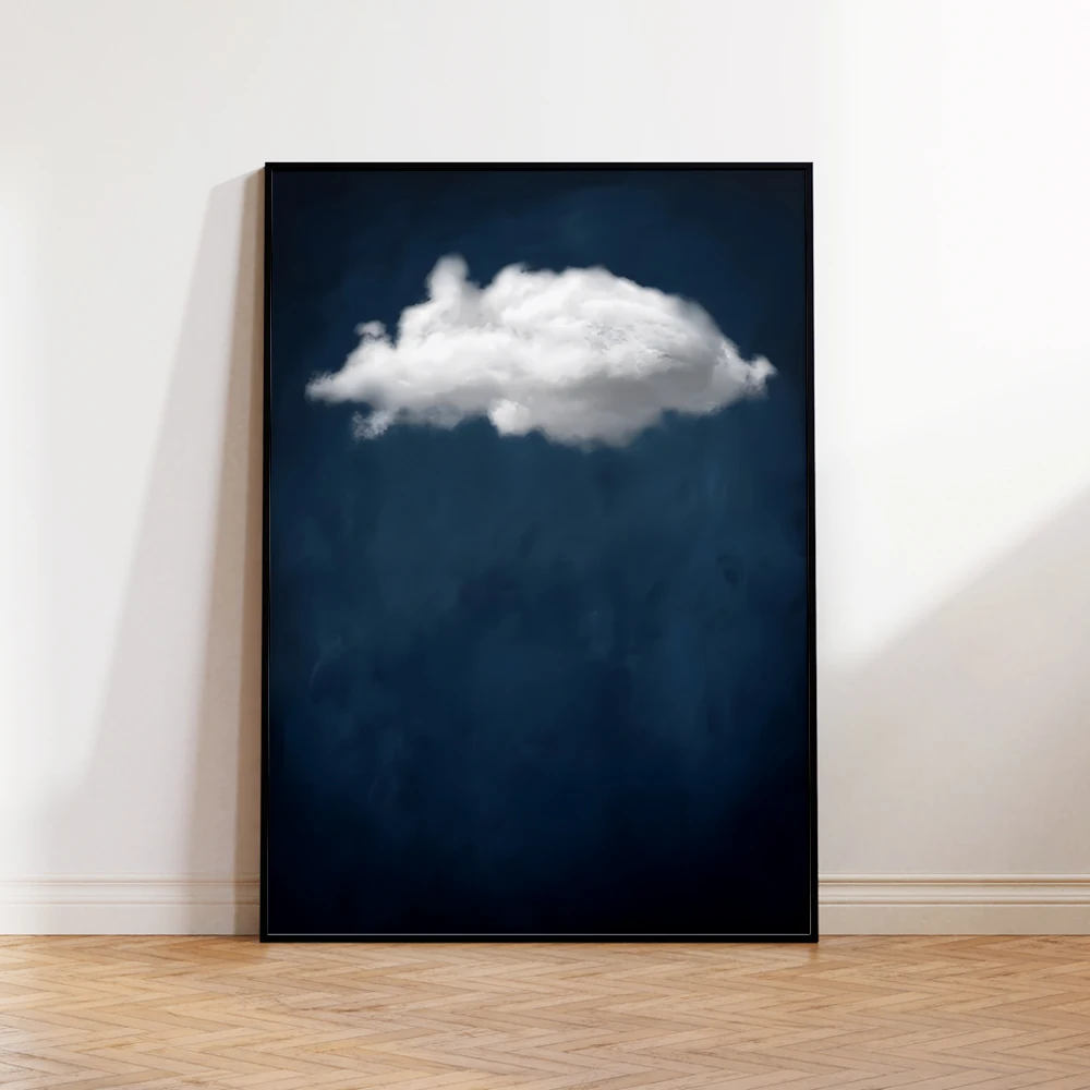 

Modern Abstract Minimalist Blue Cloud Night Sky Wall Art Prints Canvas Painting Poster Pictures For Living Room Dining Room