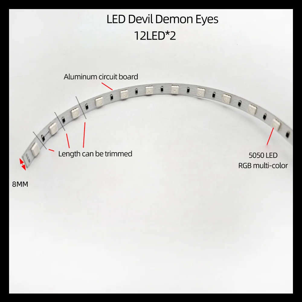 RGB LED colorful APP Bluetooth Devil Demon Eyes FOR Car Motorcycle Accessories 2.5 3.0 Inch Q5 Projector Lenscar 360 Degree
