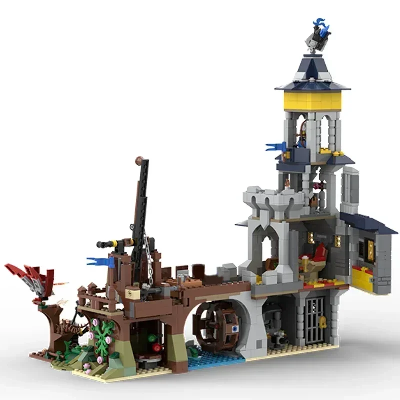 Moc-bloques de construcción de modelo de Castillo militar, bloques modulares de tecnología de trebuquete de Halcón Negro, juguetes de regalo de Navidad, juegos de ensamblaje DIY