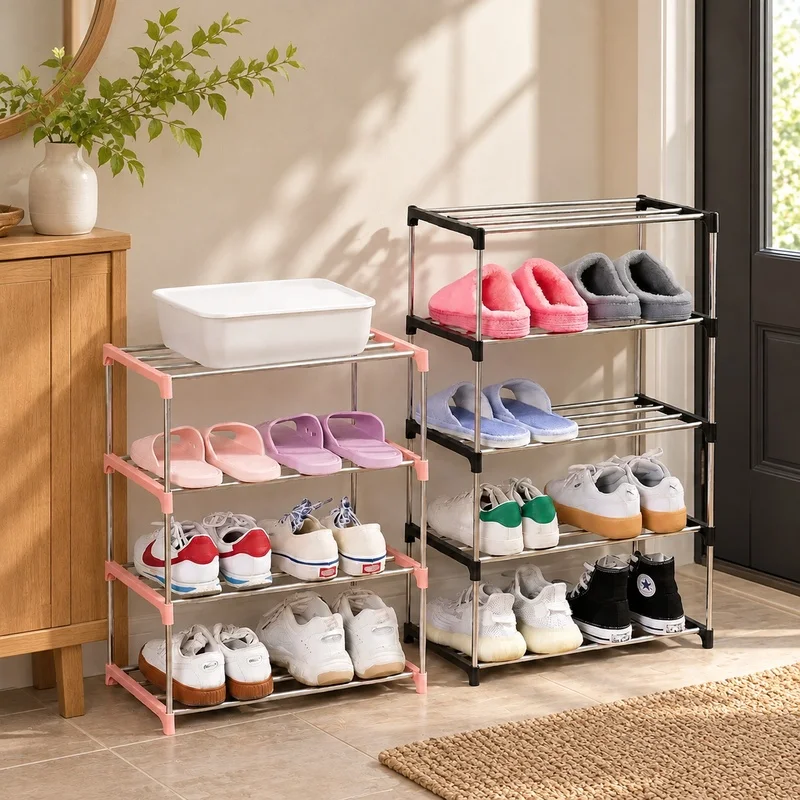 Compact Multi-Tier Shoe Rack with 3-4 Levels for Organized Home Storage