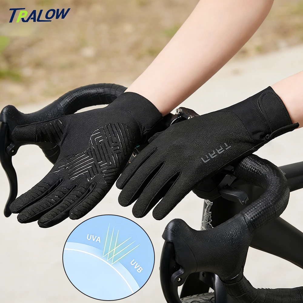 

TRALOW Men Women Cycling Gloves Touch Screen Anti-Slip Breathable Sunscreen MTB Bike Gloves for Summer Outdoor Sport Accessories