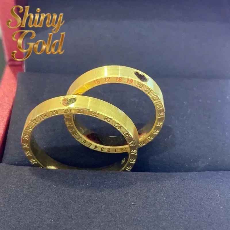 

ShinyGold9999 24K real goldING series Love you lifetime love clock ring couple ring Male ring index finger ring female gold wedd