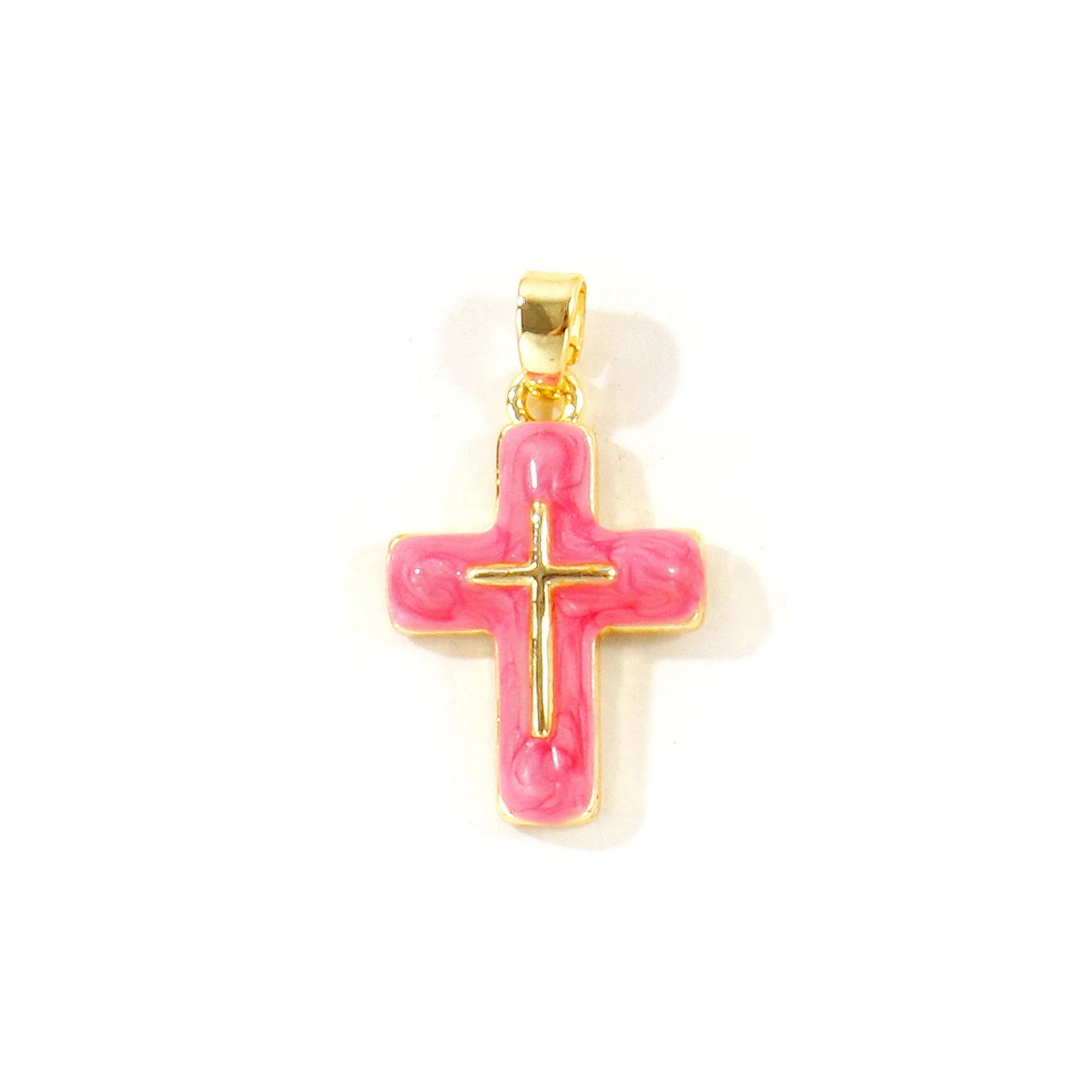 2 Stück religiöse Kreuzanhänger, mehrfarbige Zirkonia, 18K vergoldetes Messing, Anhänger für DIY-Halsketten-Schmuckherstellung, Großhandel – Detail 2