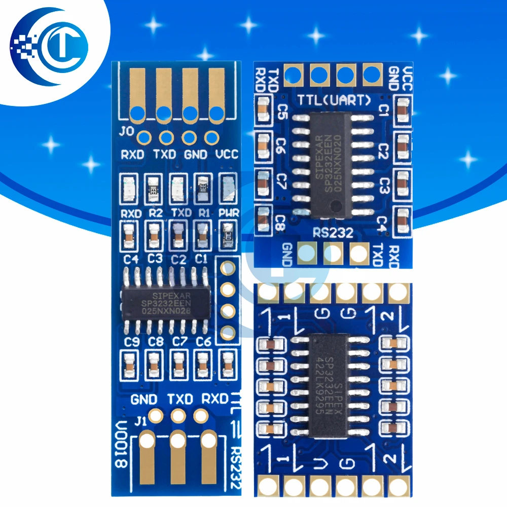SP3232 TTL to RS232 Serial Level Shifter Module, 3V‑5.5V Wide Operating Voltage