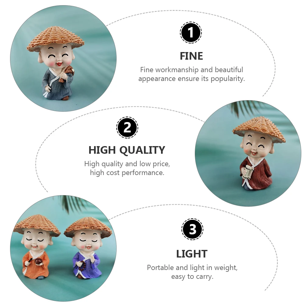 

Resin Small Desktop Monk Figurines Beautiful Appearance Home Decor Gifts Buddhists Portable Lightweight nament