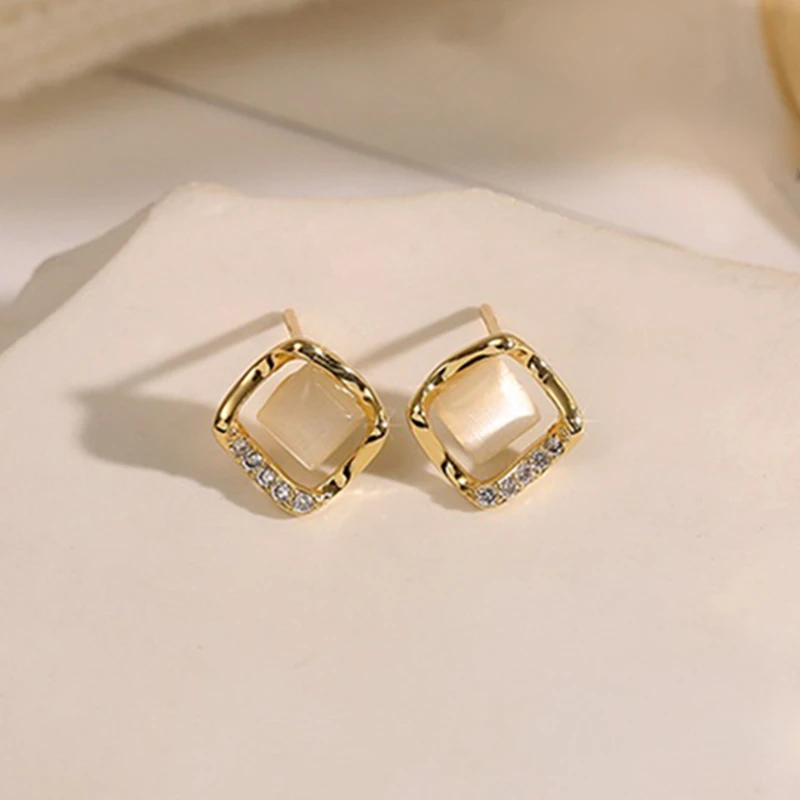 Jewelry Wholesale Cute Shiny Full Crystal Squared Earrings Vogue Men Women Imitation Rhinestone Ear Studs Brincos