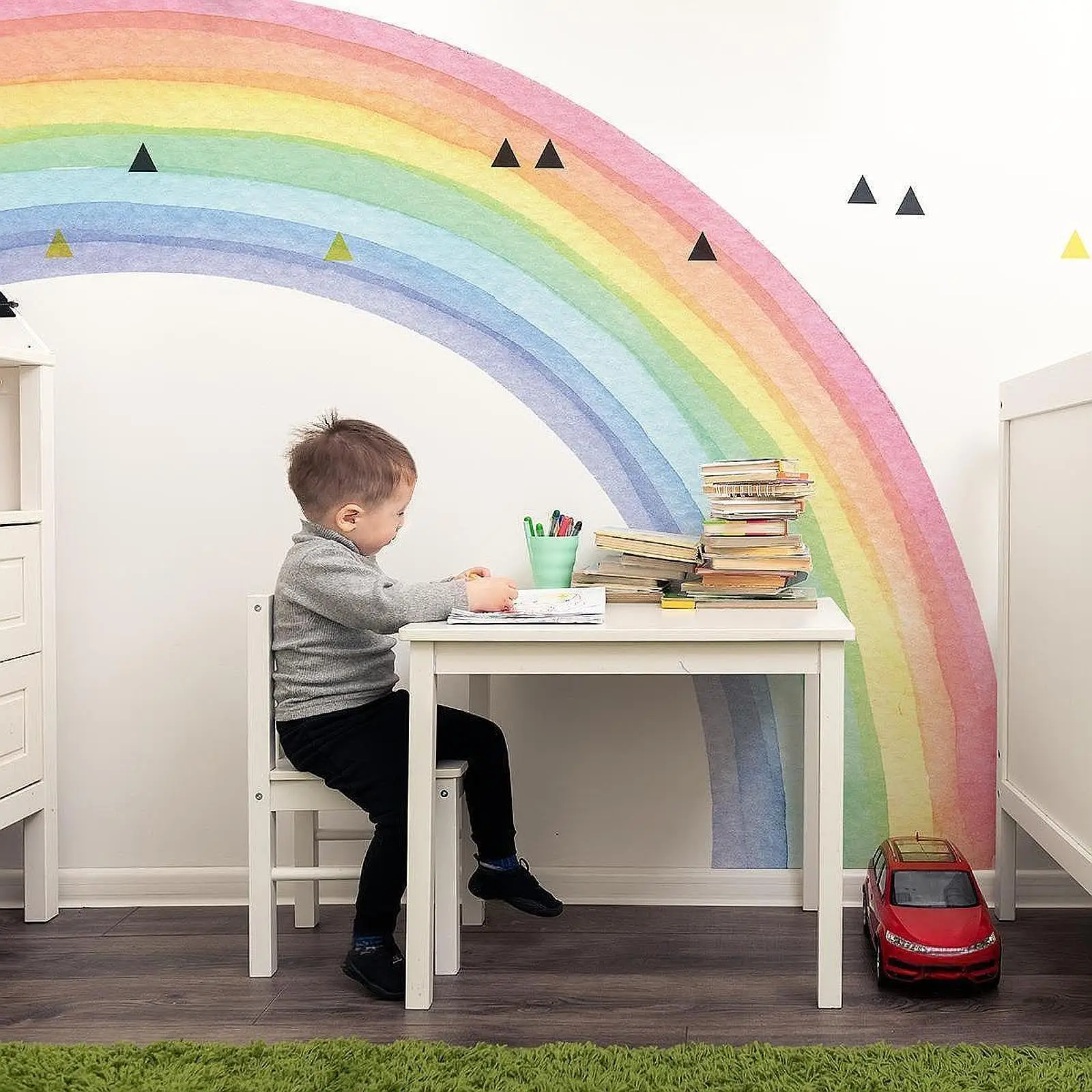 

Large DIY Pastel Rainbow Wall Sticker Kit Right Half Decorative Self Sticky 163x142cm for Children Room Multipurpose Accessories