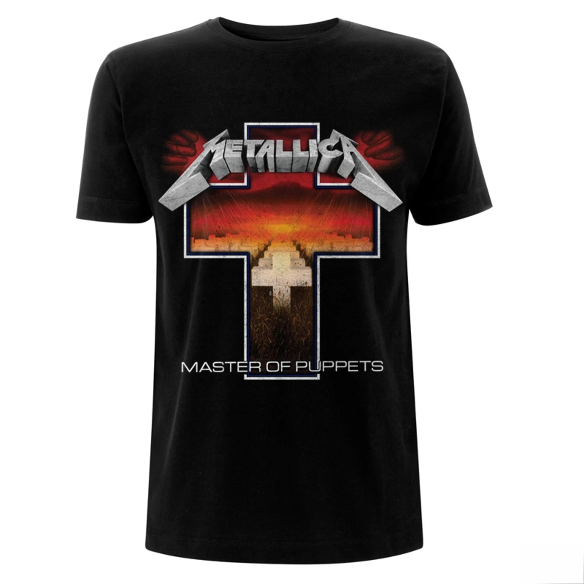 Metallica - Master of Puppets Cross Print T-Shirt - Street Casual T-Shirt for Heavy Metal Band - Suitable for Men and Women