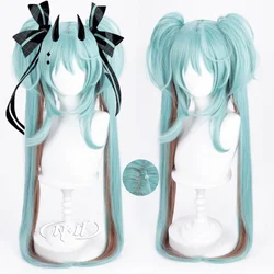 ND Hatsune Miku V Singer Rascal Collab Cosplay Wigs Green Long Hair for Coser Halloween Cosplay Party Heat Resistant Synthetic
