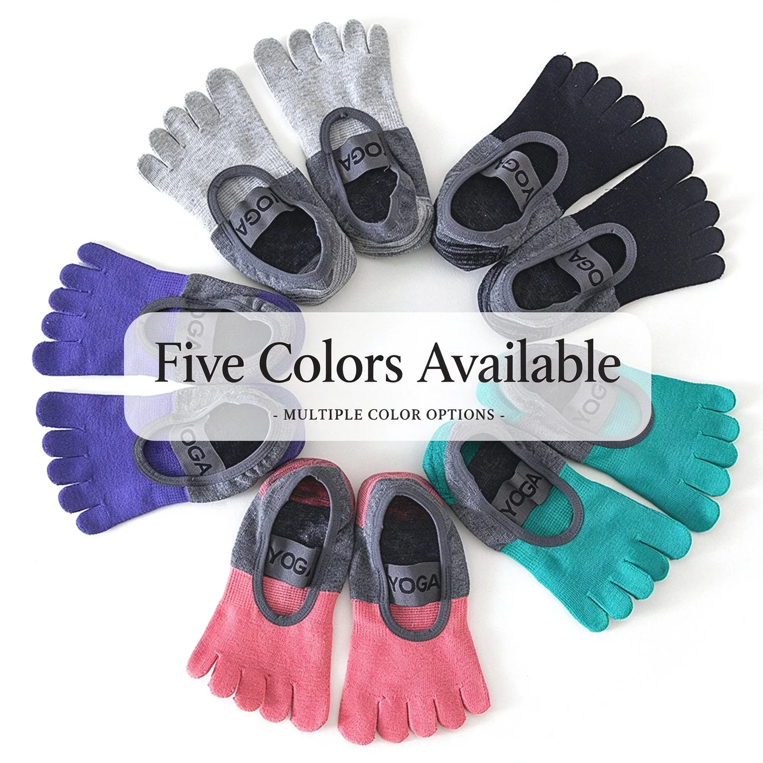 Five Toes Yoga Socks With Wide Strap Non Slip Silicone Grips Thin Breathable Pilates Socks For Workout Indoor Sports