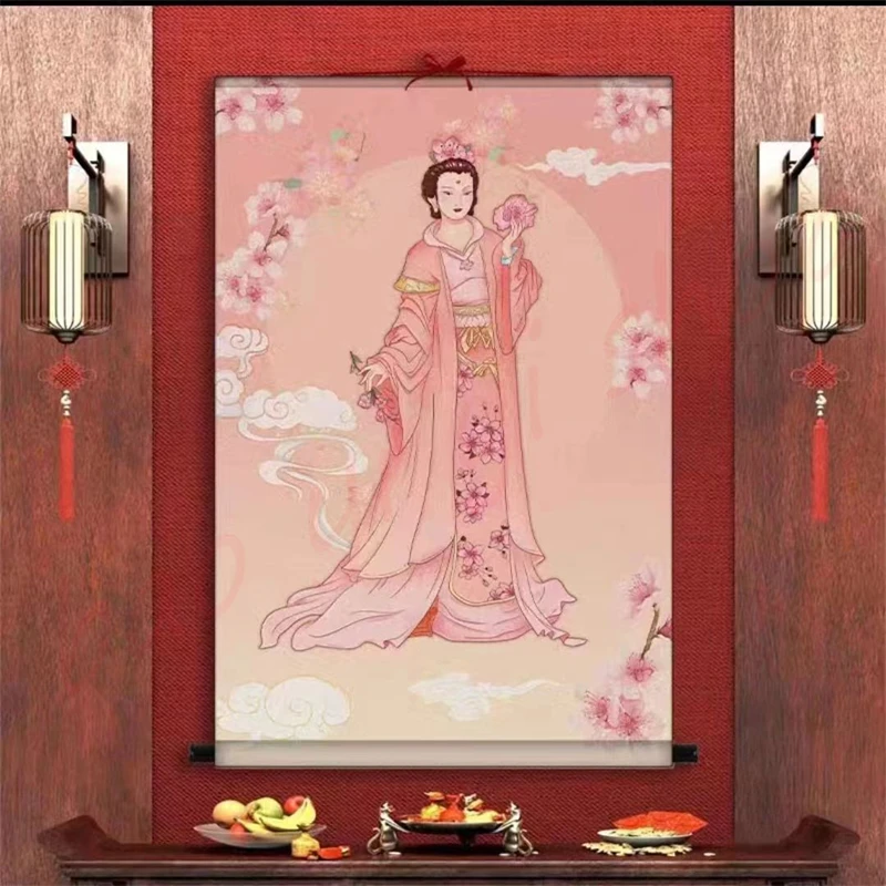 Peach Blossom Goddess, Pursuing Peach Blossom Luck, Home Decoration Hanging Paintings, Auspicious Customization, Feng Shui