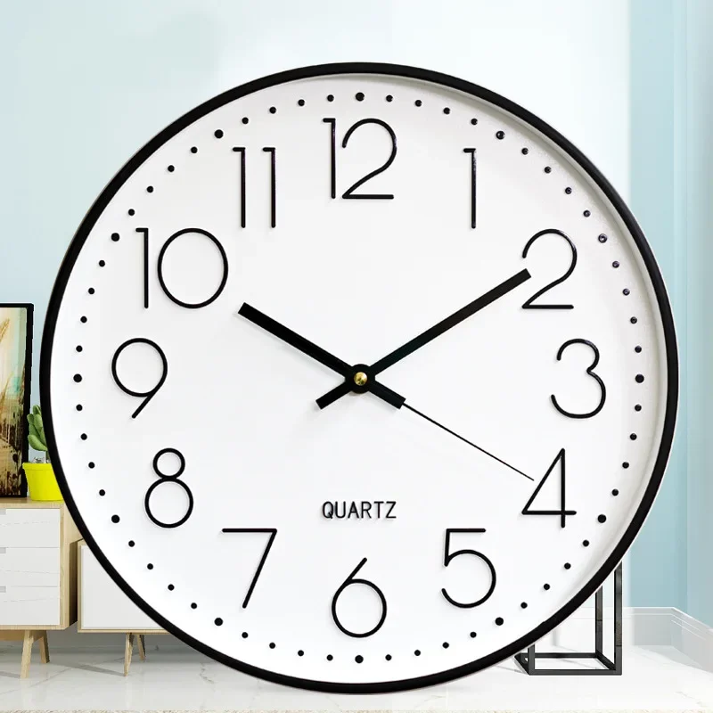 

12 inch Silent Wall Clock Circular Clocks 30cm Noiseless Bedside Quartz Clock Living Room Kitchen Bedroom Decor Home Decoration