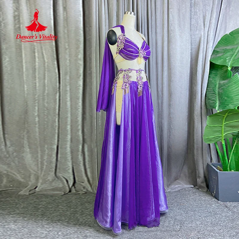 BellyDance Outfit Customized Senior AB Stones Bra+Sexy Split Long Skirt 2pcs Adult Children Oriental Dance Performance Clothing