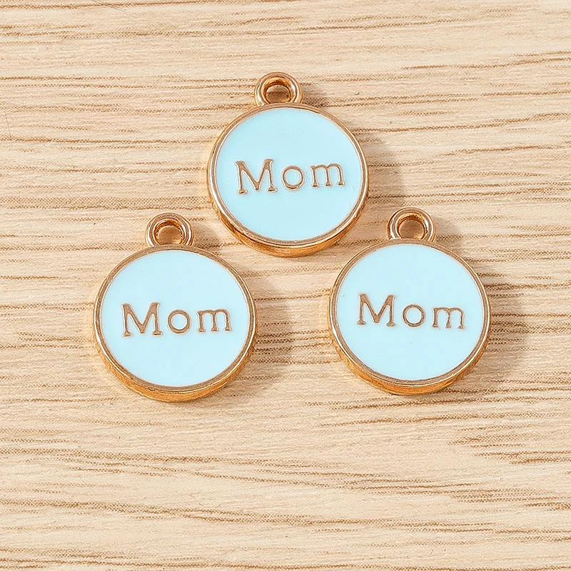 10pcs 11x14mm Cute Colorful Enamel MOM Letter Charms Pendants for Jewelry Making Earrings Necklace Bracelets DIY Crafts Supplies