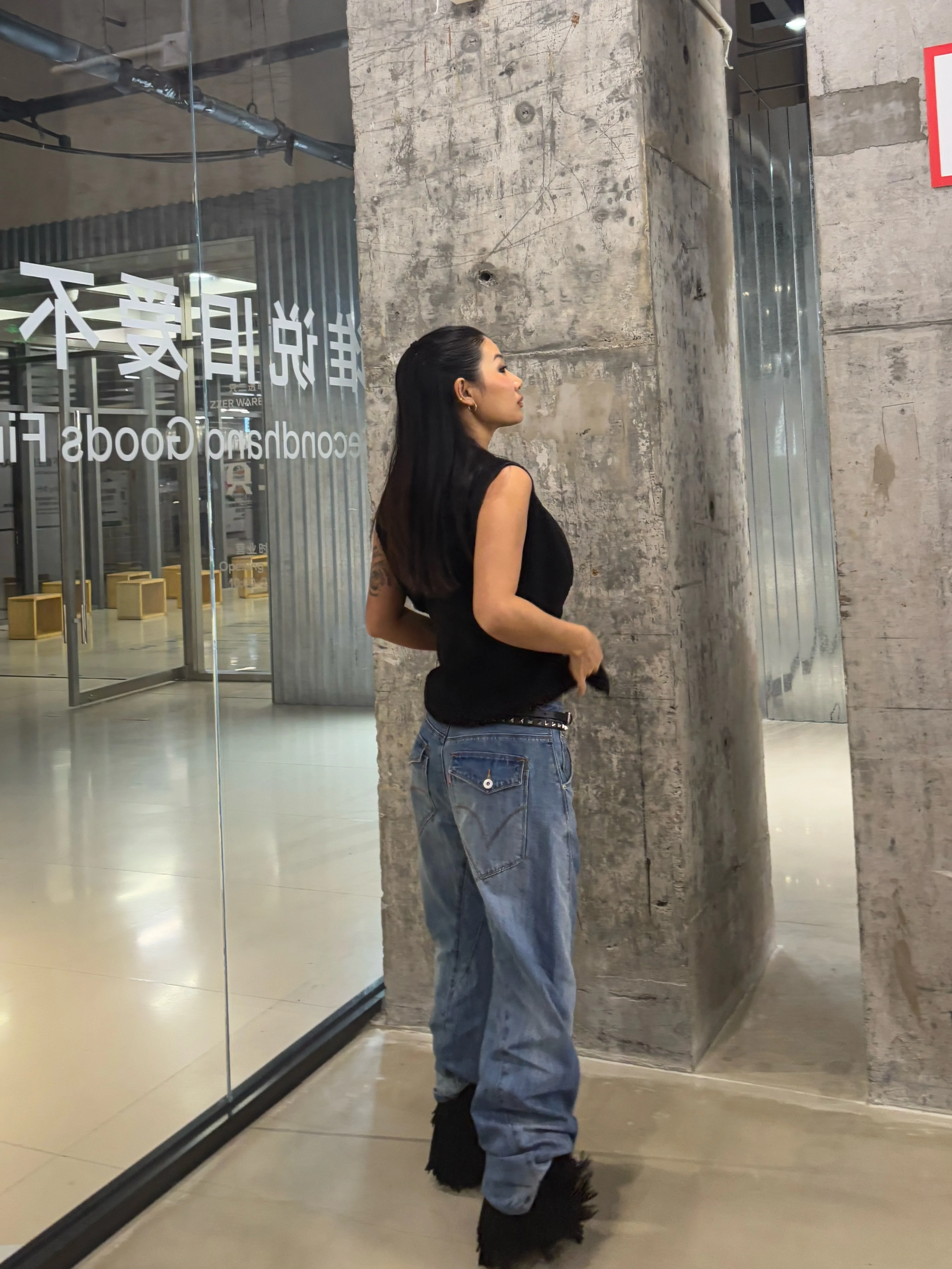 جينز مغسول عتيق على الطراز الأمريكي للنساء، تصميم متوسط منخفض الخصر، ساق واسعة فضفاضة، تعزيز الارتفاع، جينز أزرق مغسول، بنطال جينز أزرق قابل للتعديل على شكل قوس ثلاثي الأبعاد #6