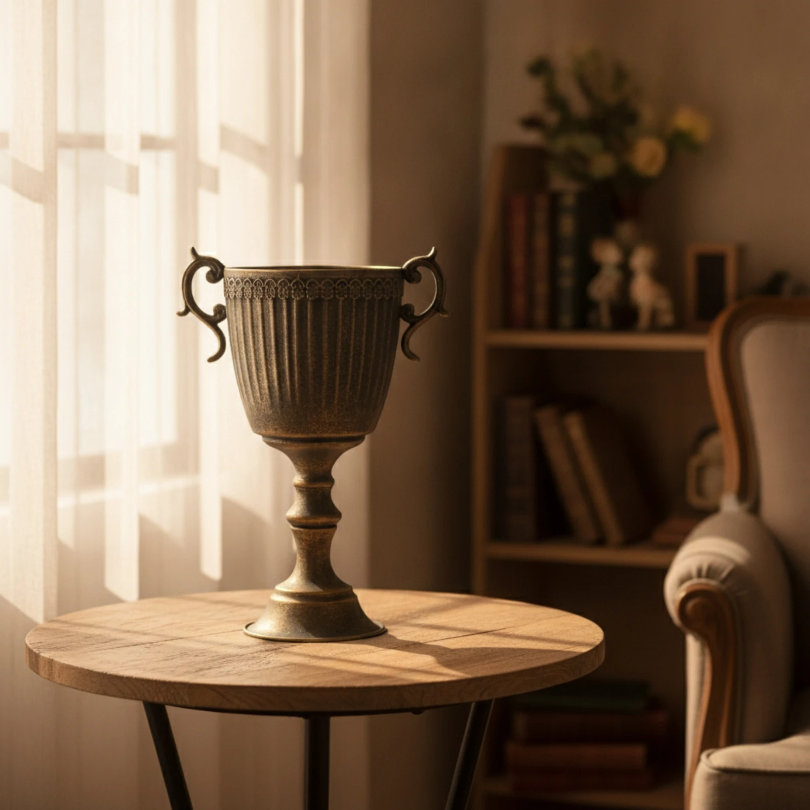 Decorative Vase with Handles Vintage Goblet Vase Urn with Handles Distressed Vessel Pedestal for Wedding Planners, Table Decor