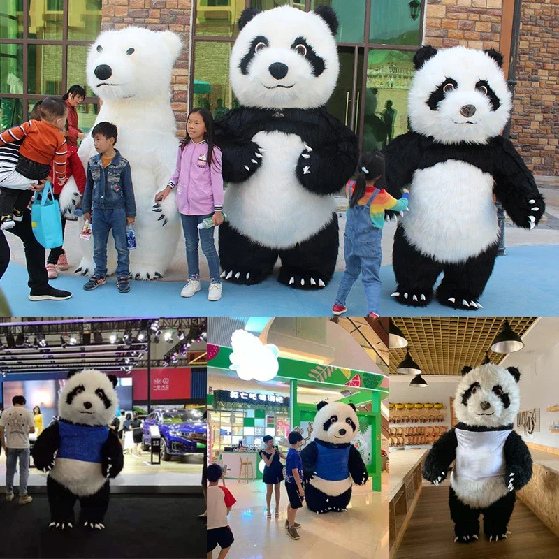 2M/2.6M/3M White Bear Inflatable Costume Birthday Party Role Play Funny Props Panda Polar Bear Fursuit Mascot Cosplay Adults Set