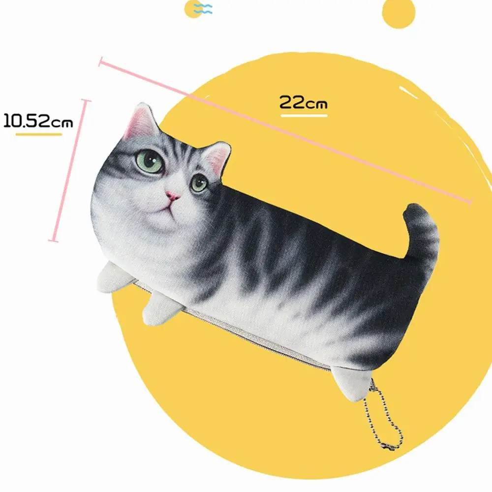 Creative Learning Office Supplies 3D Simulation Cat Pen Storage Pen Bag Stationery Bag Pencil Case