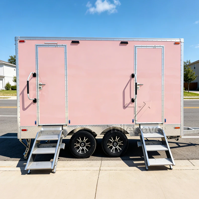

Luxury Portable Toilet Trailer Portable Restroom Trailer Bathroom Toilet Trailer for Street and Park Use with LED Lighting