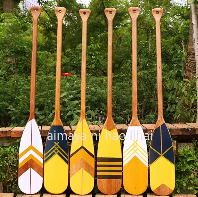 120cm Vintage Style Decoration Wooden Rowing Boat Oars Canoe Paddle Customizable Pattern
