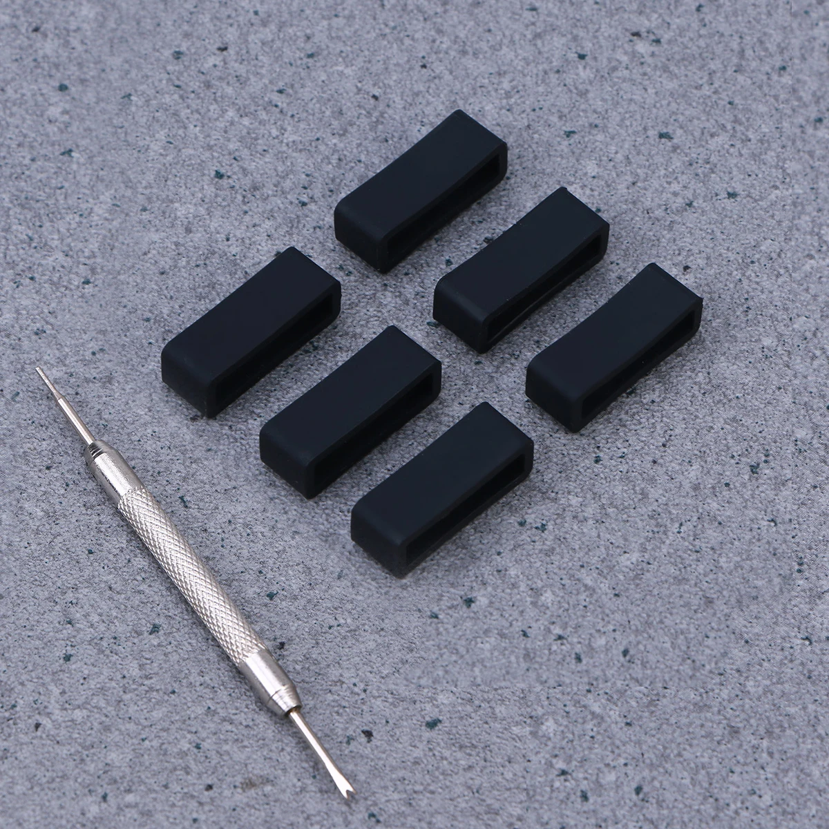 

6Pcs Silicone Replacement Watch Band Strap Black Resistant Repair Tool Watch Accessories Watch Band Holder