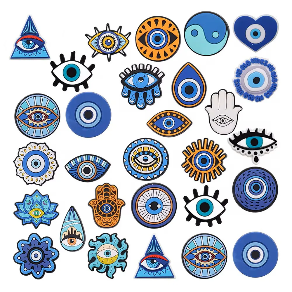 Evil Eye zawieszki do butów dla Crocs akcesoria niebieska gałka oczna potwór odznaka damska klamra dziecięca przypinki dekoracje dżinsy akcesoria do butów