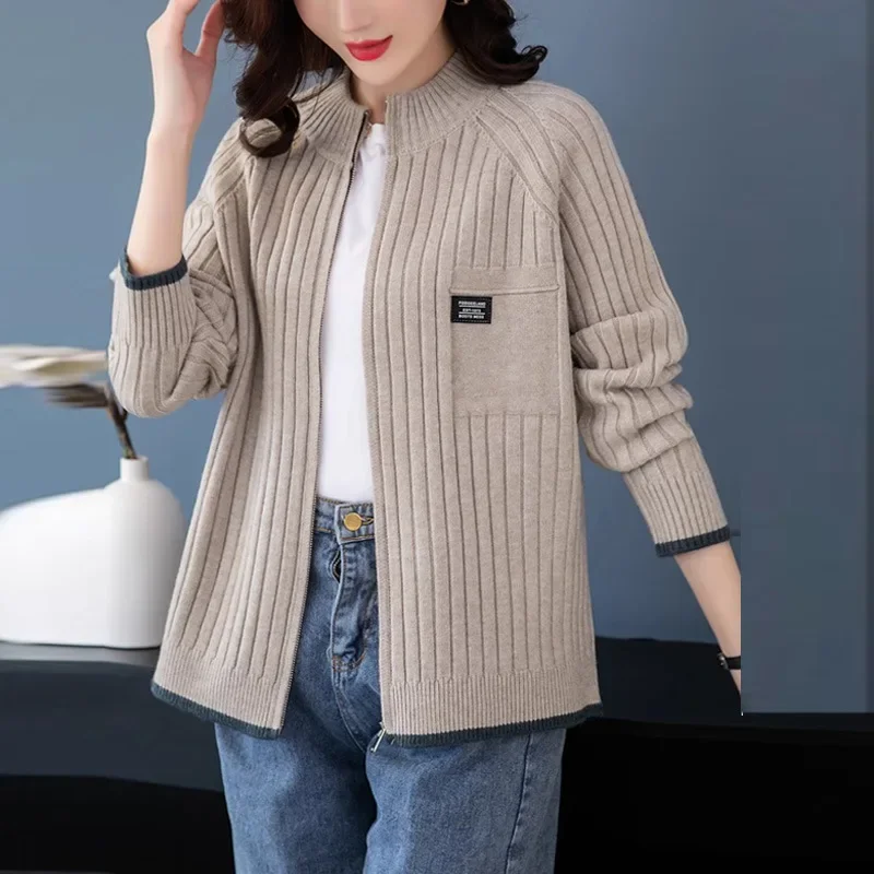 Women's Cashmere Sweater Jacket Loose Fit Casual Knitted Top Cardigan Spring Autumn 2023 New Style Outerwear