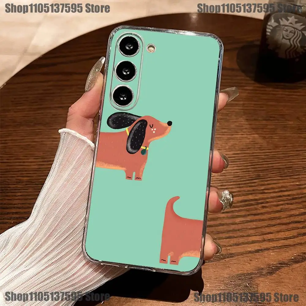 Dachshund Sausage Dog Puppy Phone Case For Samsung S30,23,21,22,20, FE lite,S10,9,8,7 PIus Note20ultra Soft Transparent