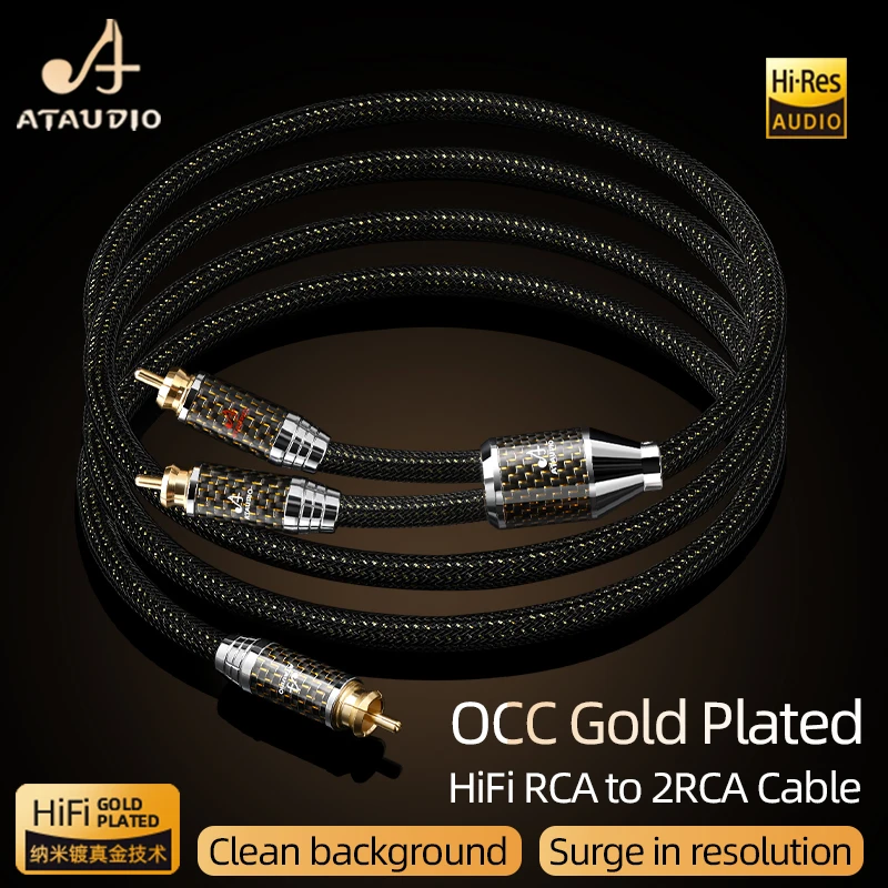 Ataudio hifi rca zu 2rca audio kabel hochwertiges occ vergoldetes rca männlich zu 2rca männlich jack y splitter kabel für verstärker dac 3