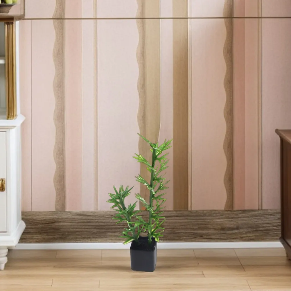 

4Pcs Miniature Potted Plants Realistic Fake Greenery Bonsai Bamboo Monstera Leaf for Living Room Bedroom Scene Decoration