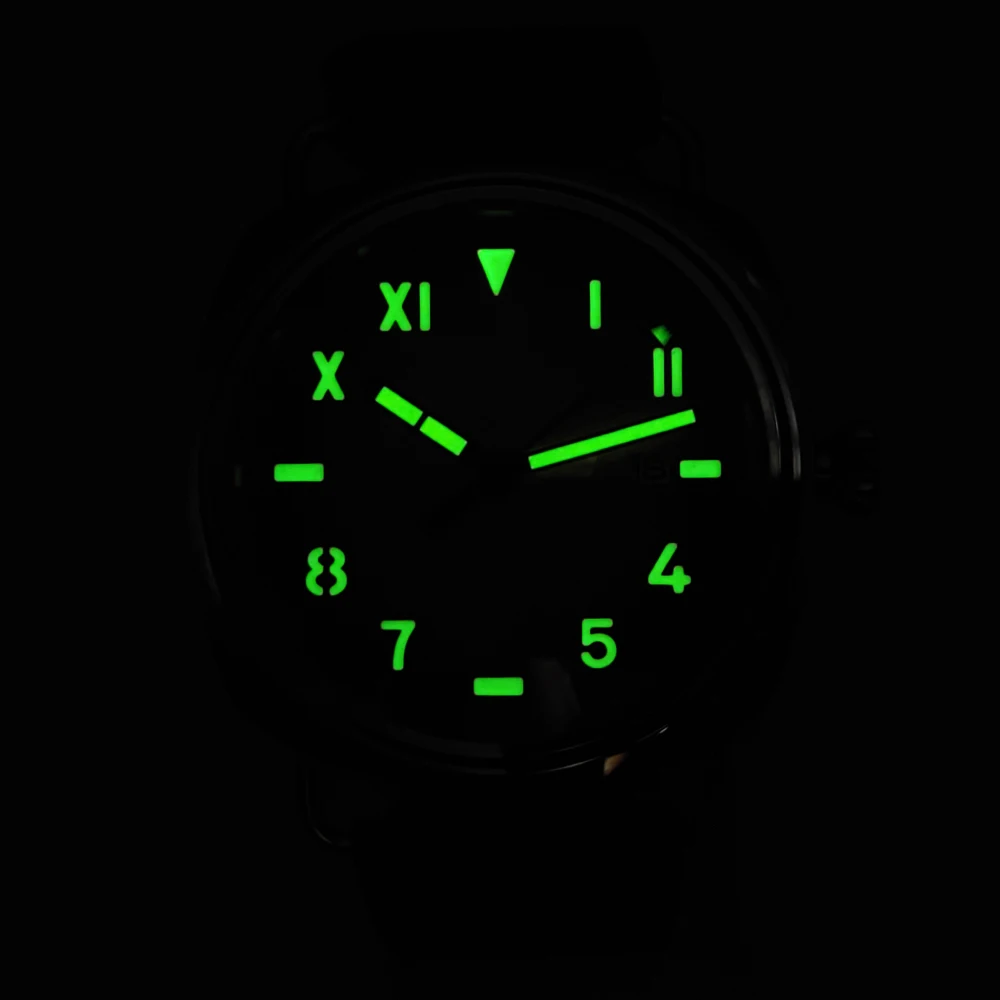 Men\'s Watch Reissue 45mm Vintage Pilot\'s Manual Mechanical Men\'s Watch Air Force Green Luminous Aseptic Dial NH35 Calibre