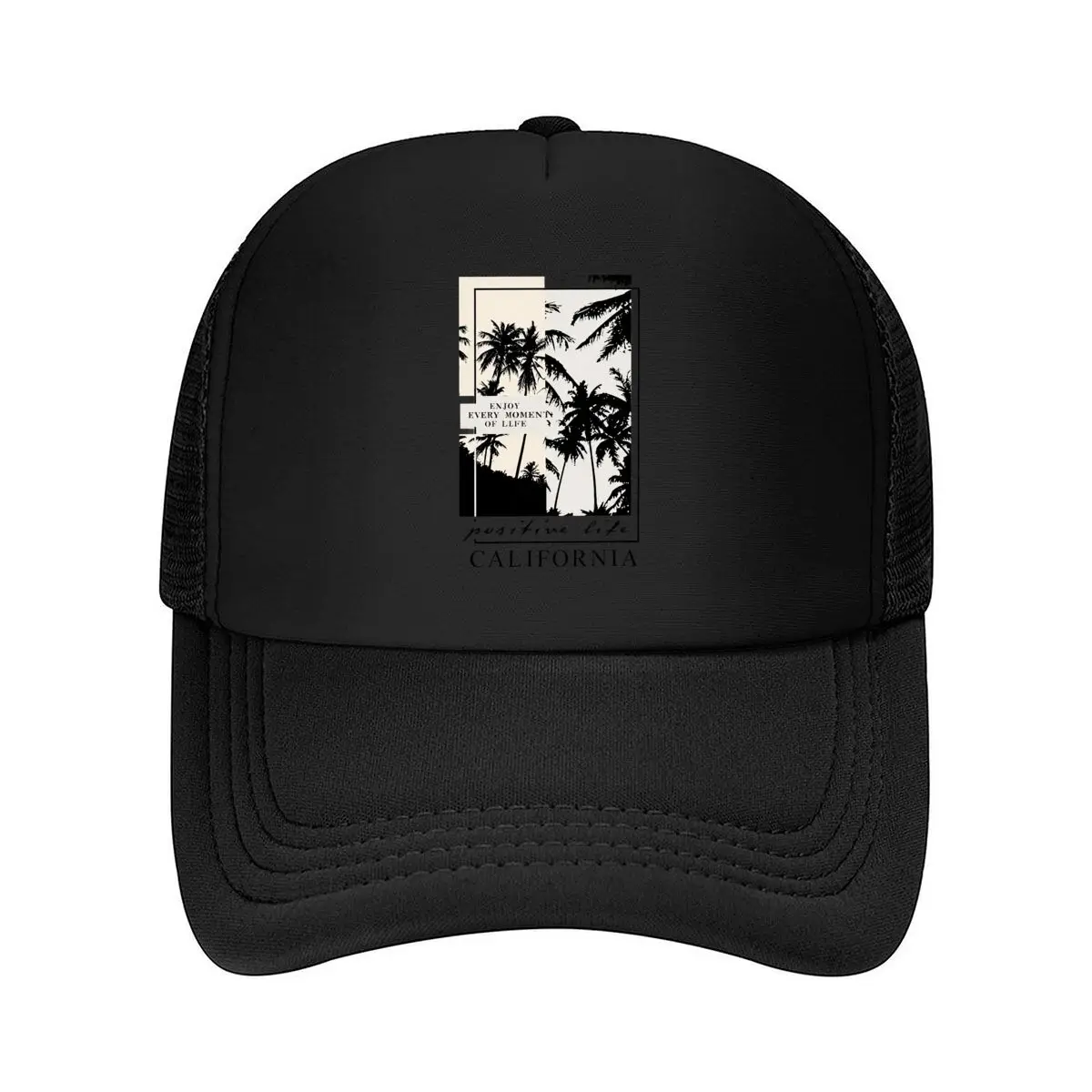California Enjoy Every Moment Of Life Positive Life Palm Trees Mesh Baseball Cap Hip Hop