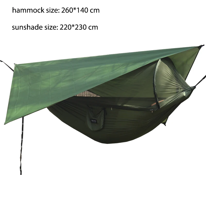 

Camping Hammock Mosquito Net and Hammock Canopy Portable Nylon Hammock Rain Fly Tree Straps for Hiking Camping Survival Travel.