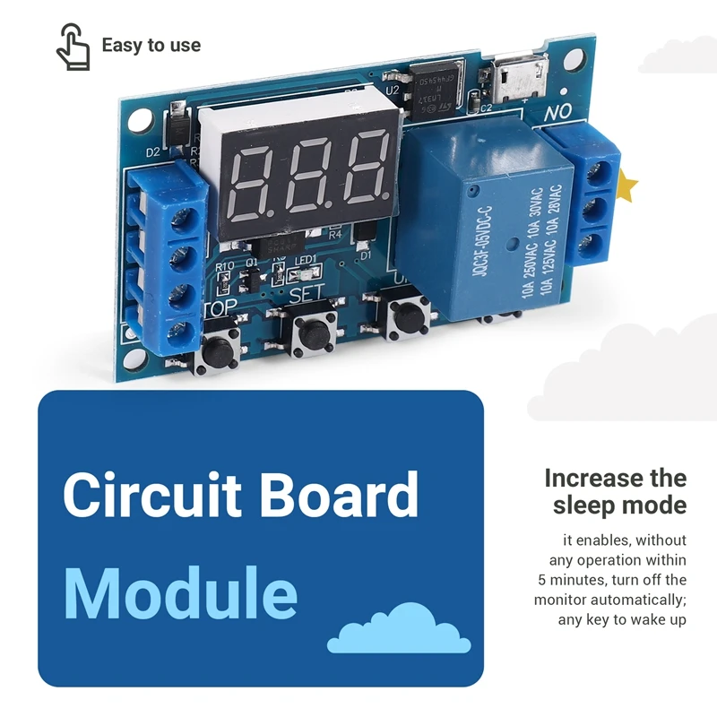 -521 Digital Time Delay 1 Way Relay Trigger Cycle Timer Delay Switch Circuit Board Timing Control Module-A27I