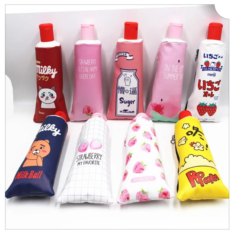 Cartoon Personality Creative Large-capacity Toothpaste Shape Student Stationery Box Storage Pencil Bag