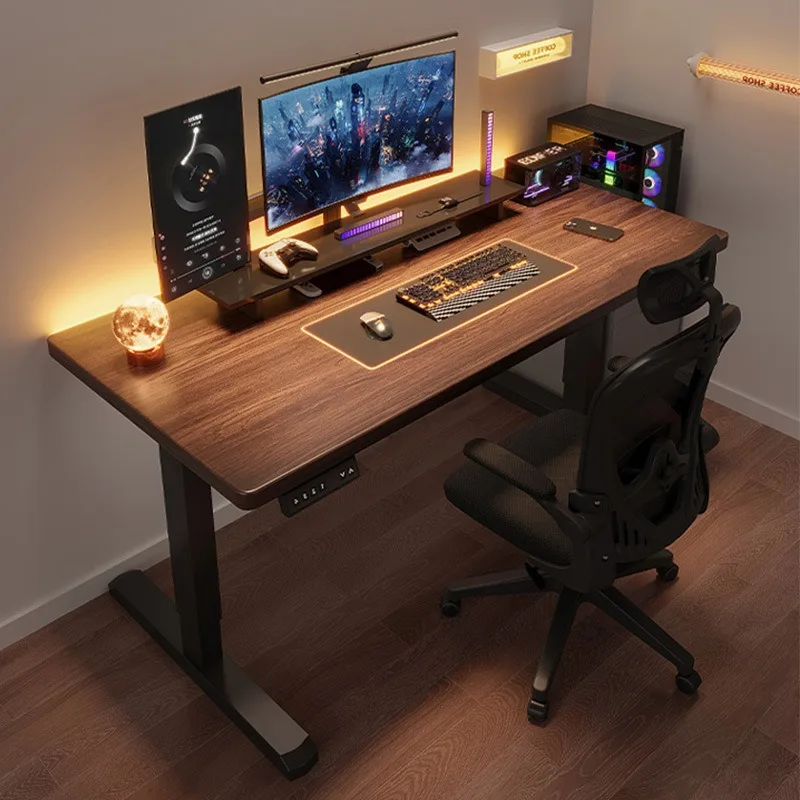 

Solid wood electric lifting computer household lifting legs walnut e-sports office desk workbench