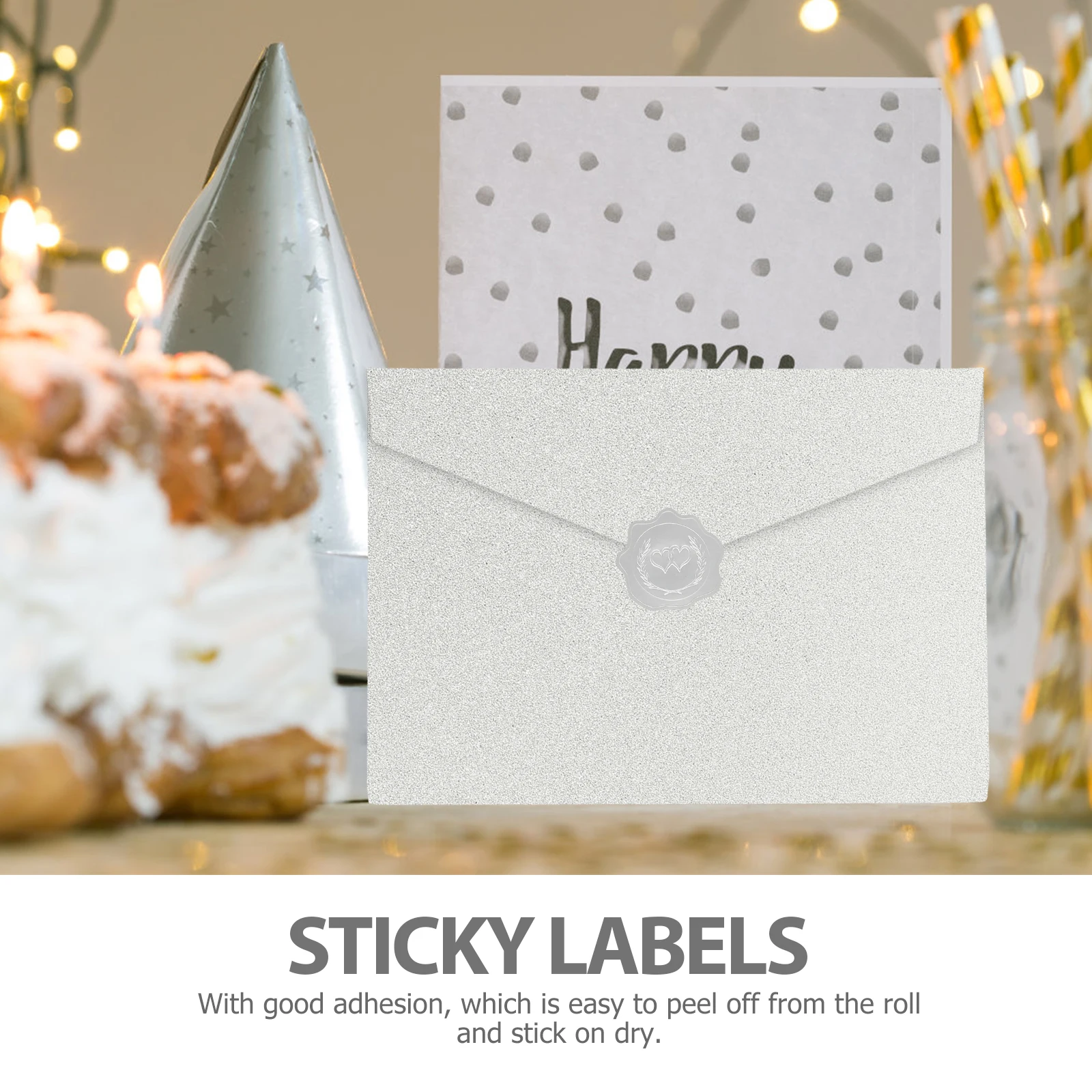 

5 Sheets Silver Embossed Sealer Envelope Labels Decorative Stickers Wedding Party Gift DIY Round Seal Adhesive