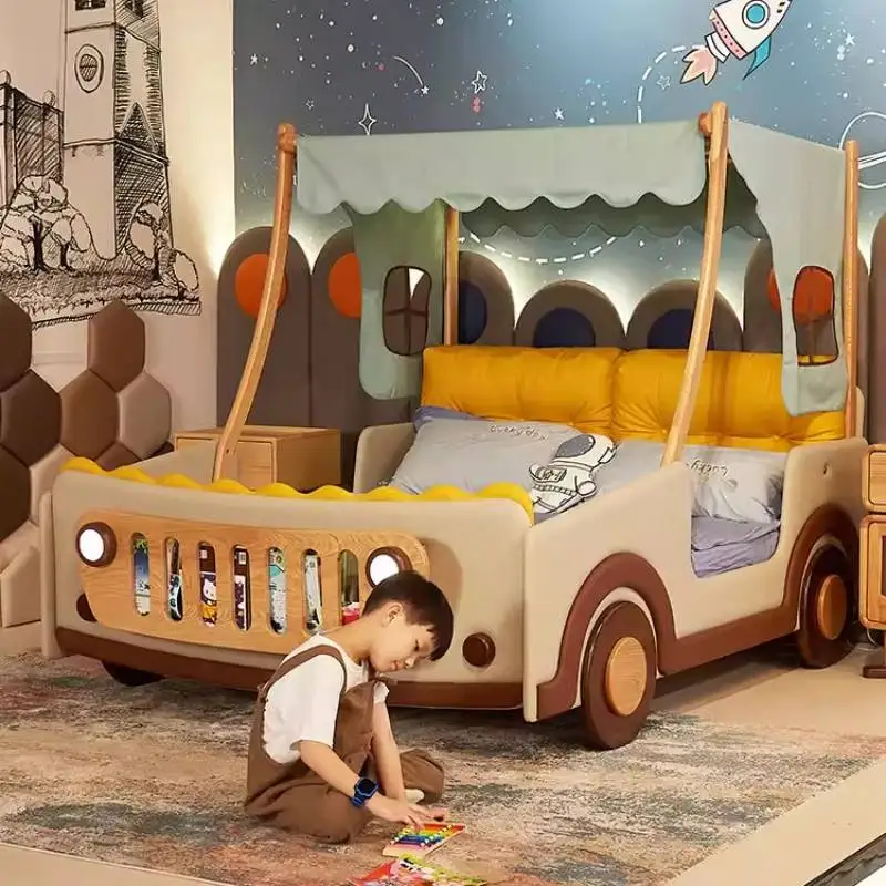 Car Shape Kids Bed, Wooden Canopy Design, Storage Single Modern Style, Playpen Boys Camas Infantiles Furniture For Home