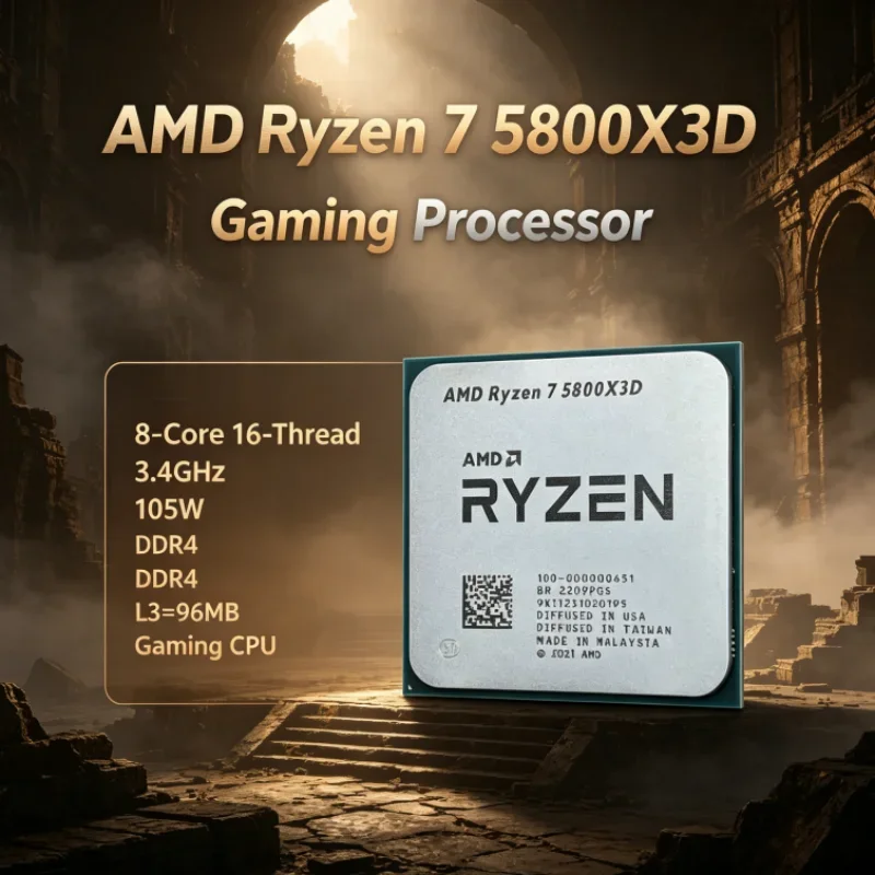 AMD R7 5800X3D 96 MB DDR4 3.4 GHz 105W 8-Core 16-Thread Gaming Processor Ryzen 7 CPU Processor 7nm
