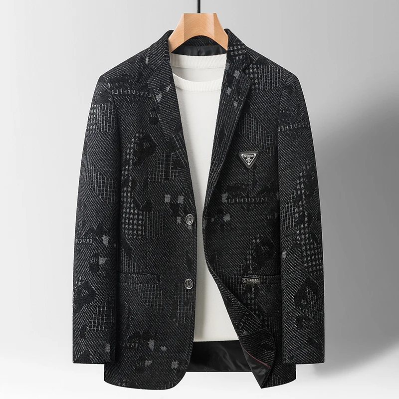 

2025 Высококачественный мужской деловой повседневный пиджак из синели, стильная крутая универсальная модная верхняя одежда для мужчин