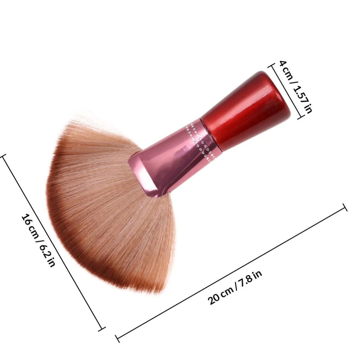 فرشاة بودرة فاخرة بتصميم مروحي بلون بني فاتح، شعيرات نايلون، مقبض من سبيكة الأكريليك مضاد للانزلاق لبودرة الوجه وكريم الأساس وأحمر الخدود