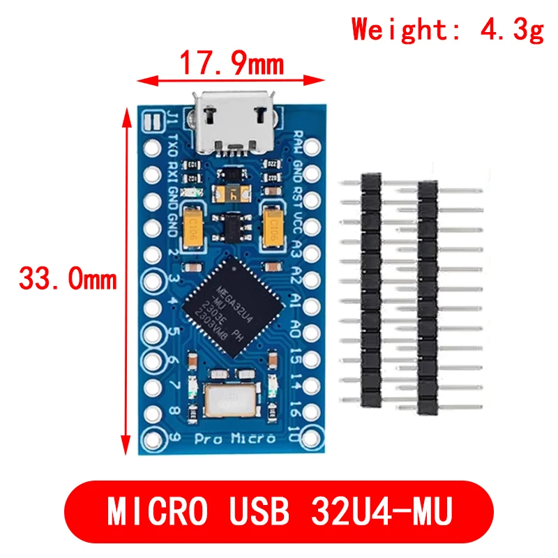 Pro Micro ATmega32U4 5V 16MHz Original Chip Replace ATmega328 For Arduino Pro Mini With 2 Row Pin Header For Leonardo UNO R3